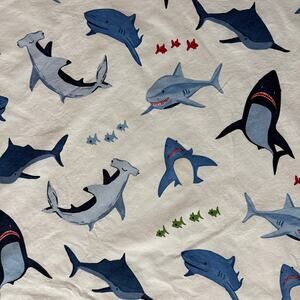 Pottery Barn Kids queen sized shark flat sheet - 100% cotton - fish - ocean